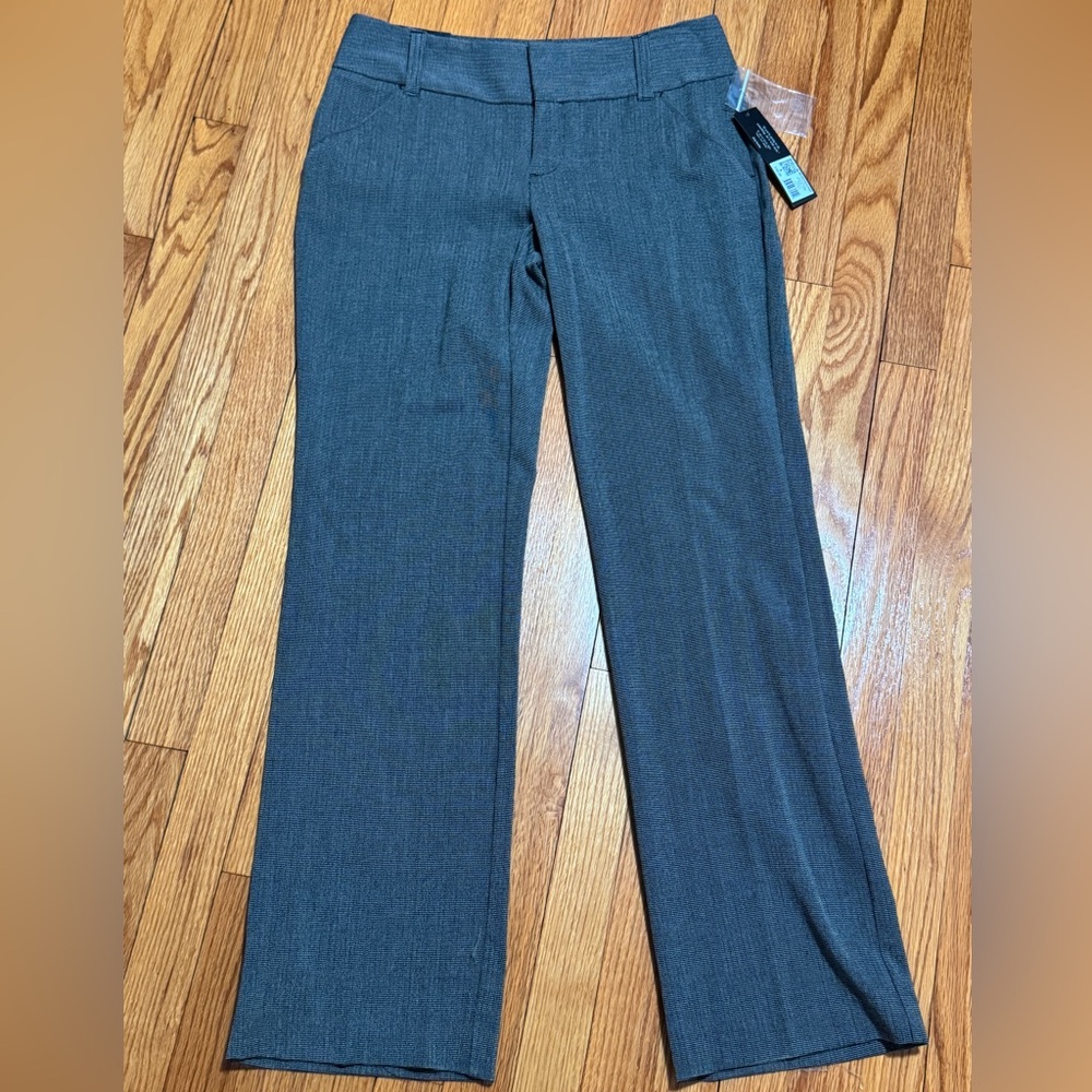 Straight leg mid rise dress pants
